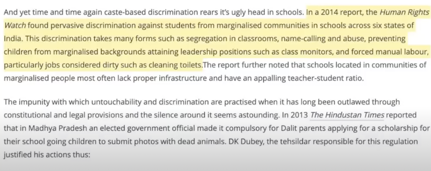 Caste Discrimination in Schools